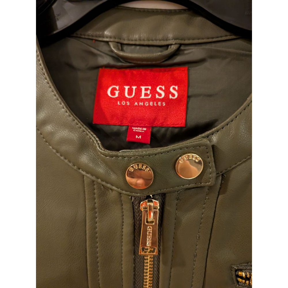 Women's Guess Faux Leather Jacket Green Size M - Picture 7 of 15